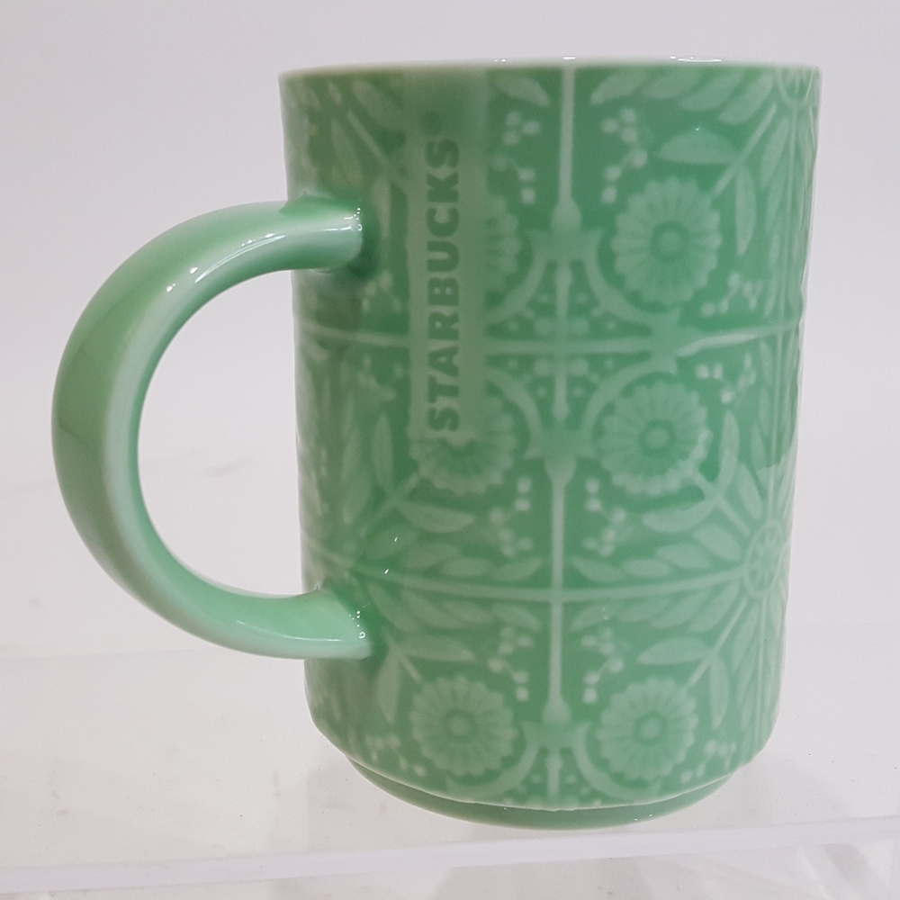 Starbucks Coffee Mug Cup 2017 Jade Green Floral
